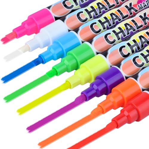 MIN CI 8Colors Kreidestifte für Tafel Abwaschbar, 6mm Löschbaren Kreidemarker Glasstifte, Flüssigen Kreidestifte für Fenster, Whiteboard Fenstermalstifte, Bunt Flüssigkreide für Kinder von MIN CI