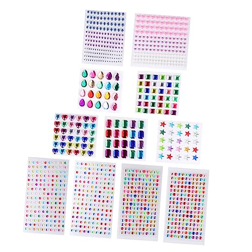 MINAOLULUS 11Blätter Selbstklebende Strass Aufkleber DIY Diamant Aufkleber für Wasserdichtes Acrylmaterial für Bastelprojekte Schmuck Gestalten von MINAOLULUS