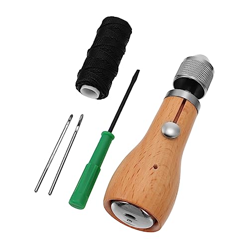 MINAOLULUS Leder Nähahle Werkzeug Mit Holzgriff Für Leder Näharbeiten Mit Nadelspender Und Einfacher Spulenwechsel Für Handarbeit von MINAOLULUS