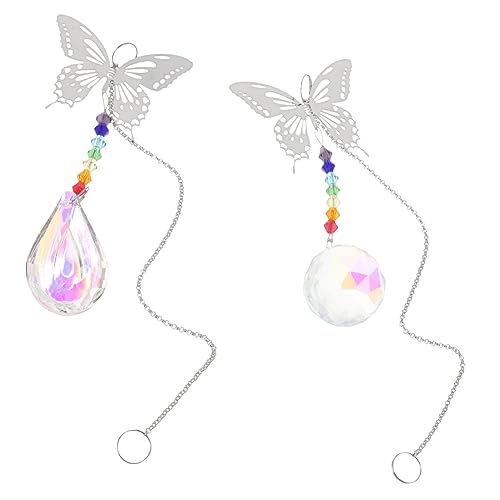 MINAOLULUS 2stücke Kristall Hängedekoration Schmetterling Fenster Prisma Suncatcher Für Regenbogenlicht Für Hochzeiten Partys Und Wohnraumgestaltung von MINAOLULUS