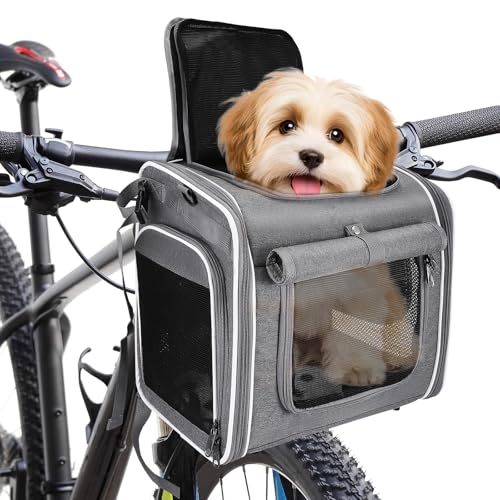 4-in-1 Hundekorb für Fahrrad, Hundekorb Fahrrad Vorne bis 8KG, Erweiterbarer Hunderrucksack, Hunde-Fahrradkorb mit 4 Mesh-Fenster, 4-Offenen Türen, Große Haustier-Reisetasche für Katzen und Hunde 4-in-1 Hundekorb für Fahrrad, Hundekorb Fahrrad Vorne bis 8KG, Erweiterbarer Hunderrucksack, Hunde-Fahrradkorb mit 4 Mesh-Fenster, 4-Offenen Türen, Große Haustier-Reisetasche für Katzen und Hunde von MINENICE