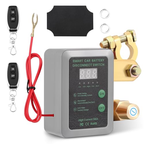 Batterie Trennschalter 12V,Drahtloser Drahtloser Ferngesteuerter Auto Trennschalter,Smart Batterie Kill Switch Anti-Diebstahl,Automatischer Ausschalter,Trennrelais für Auto,RV,ATV,LKW,Boot（Grau） von MINENICE