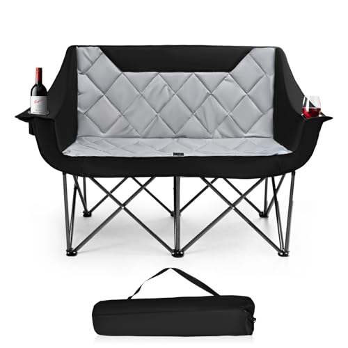 Campingstuhl Klappbar für 2 Personen, 300 kg belastbares Campingsofa, verdicktes Kissen, tragbarer Campingstuhl mit Armlehnen, hoher Rückenlehne, extra langes Outdoor-Klappsofa, Picknicks Balkone Campingstuhl Klappbar für 2 Personen, 300 kg belastbares Campingsofa, verdicktes Kissen, tragbarer Campingstuhl mit Armlehnen, hoher Rückenlehne, extra langes Outdoor-Klappsofa, Picknicks Balkone von MINENICE