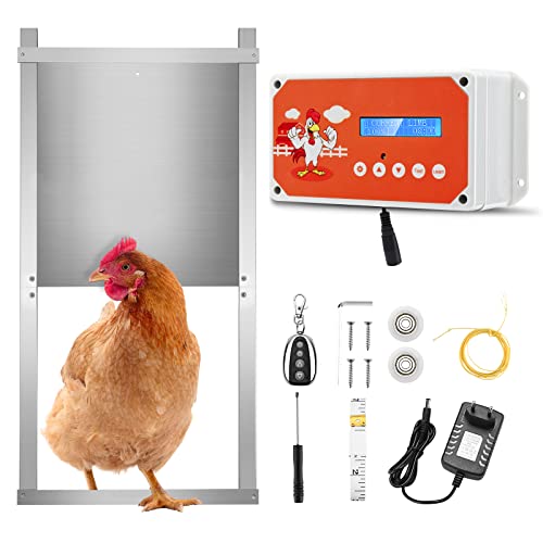 Elektrische Hühnerklappe, MINENICE Automatische Hühnertür mit Zeitschaltuhr & Fernbedienung Hühnerklappe Automatisch Hühner Sicher Aufziehen mit Tür, Batterie oder Solarpanel Verwendet von MINENICE