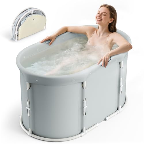 Faltbare Tragbare Badewanne für Dusche, Faltbare Badewanne für Erwachsene und Kinder,Freistehende Badewanne für Heißes Bad und Eisbad (Ovale Klappbadewanne) von MINENICE