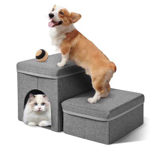 MINENICE 2 Stufen Treppe für Hunde, Faltbare Katzentreppe mit Aufbewahrungsboxen, Hundetreppe für Kleine Hunde Haustiertreppe für Sofa und Bett Hunde Treppe MINENICE 2 Stufen Treppe für Hunde, Faltbare Katzentreppe mit Aufbewahrungsboxen, Hundetreppe für Kleine Hunde Haustiertreppe für Sofa und Bett Hunde Treppe von MINENICE