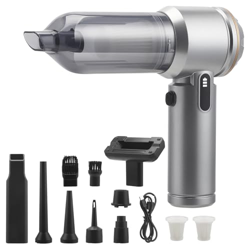 MINENICE Handstaubsauger Akku Auto,Staubsauger Stark 16000Pa Handstaubsauger Kabellos 3-Gang Mini Staubsauger 4 in 1 Autostaubsauger Multifunktionaler für den Auto, Haus, Küche, Tierhaare Grau von MINENICE