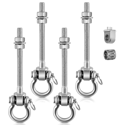 MINENICE Heavy Duty 4er Schaukelhaken Lager,M10 x 23cm Schaukelhaken Holzbalken Lager,680 kg Robuste Schaukelaufhänger Edelstahl Hardware mit Kugellagern für Terrasse und Spielplatz,Holz-und von MINENICE
