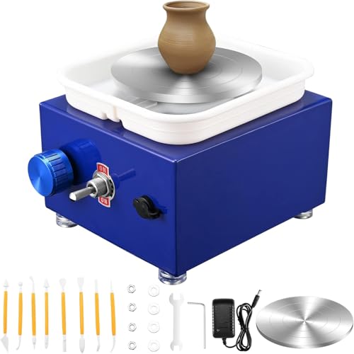 MINENICE Töpferscheibe Elektrisch,Mini Electric Pottery Wheel 6.5/10 cm Turntable,2000 U/min Einstellbare Geschwindigkeit,töpferset für Beginners und Kinder Crafts Casting Gift DIY(Blau) von MINENICE