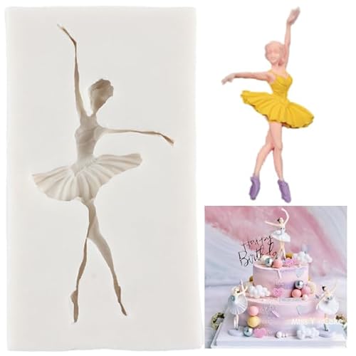 MINFEIDMS Ballettmädchen Silikonform Ballerina Tänzerin Fondant Formen für Kuchendekoration Cupcake Topper Zucker Handwerk Süßigkeiten Schokolade Polymer Ton Gummipaste von MINFEIDMS