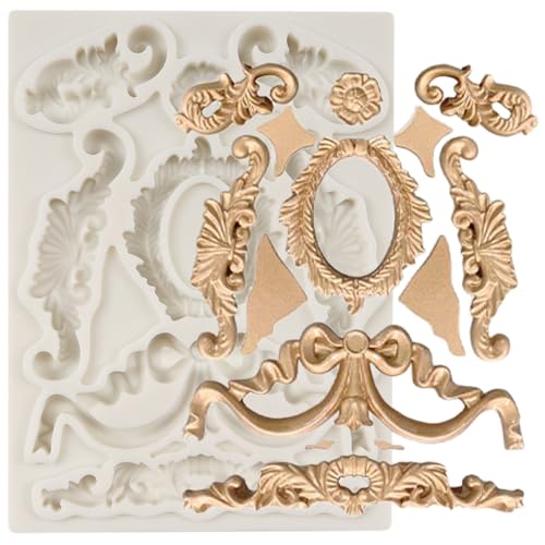 MINFEIDMS Barock Fondant Formen Barock Scroll Border Silikon Formen Locken Scroll Relief Spitze Form für Kuchen Dekoration Cupcake Topper Zucker Handwerk Süßigkeiten Schokolade Gummi Paste Polymer von MINFEIDMS