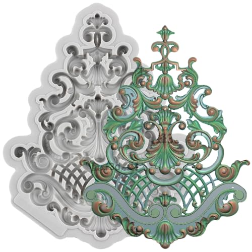 MINFEIDMS Barock Fondant Formen Rand Silikonformen Barock Bordüre Form Barock Silikonform Curlicues Scroll Lace Candy Mould für Kuchen Dekorieren Cupcake Topper Schokolade Gummipaste Polymer von MINFEIDMS