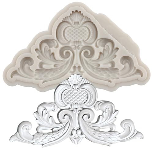 MINFEIDMS Barock-Fondantform Rand-Silikonform Barock-Randform Barock-Silikonform Randformen Zum Dekorieren Von Kuchen Cupcake Schokolade Blütenpaste Süßigkeiten Polymer-Ton von MINFEIDMS
