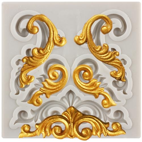 MINFEIDMS Barock Silikonformen Curlicues Scroll Lace Silikon Fondant Formen Relief Blume Form Filigrane Form 3D Sculpted für Kuchen Dekorieren Cupcake Topper Schokolade Gummi Paste Candy Polymer Clay von MINFEIDMS