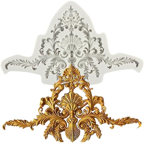 MINFEIDMS Barock Stil Curlicues Scroll Lace Fondant Silikonform Relief Blume Form Filigrane Form 3D Sculpted Flower für Zucker Kuchen Dekorieren Cupcake Topper Schokolade Gummi Paste Candy Polymer von MINFEIDMS