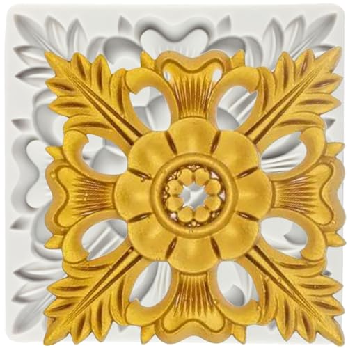 MINFEIDMS Barock Stil Curlicues Scroll Lace Silikonform Relief Blume Spitze Fondant Formen Filigrane Form 3D Sculpted Flower für Kuchen Dekorieren Cupcake Topper Schokolade Gummi Paste Candy Polymer von MINFEIDMS