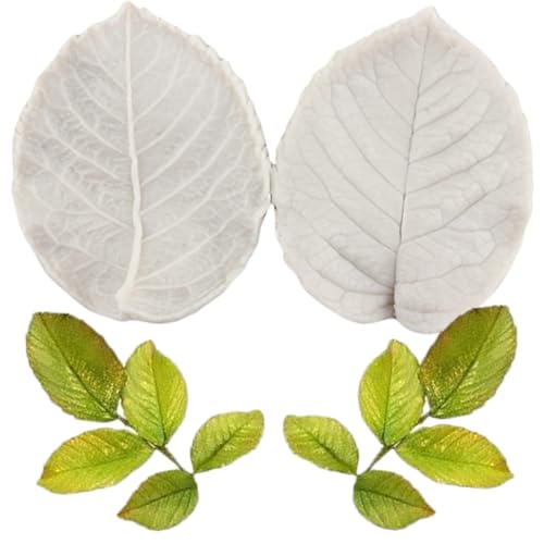 MINFEIDMS Blatt Blütenblatt Veiner Gum Paste Mold Rose Leaves Veined Silikonform Rosenblatt Fondant Form für Kuchen Dekorieren Cupcake Topper Candy Chocolate Gum Paste Polymer Clay von MINFEIDMS