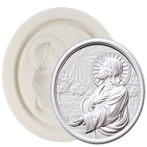 MINFEIDMS Cameo Bilderrahmen Silikonform Jesus Fondantformen für Kuchendekoration Cupcake Topper Zucker Handwerk Schokolade Kandis Gummi Paste Polymer Clay von MINFEIDMS