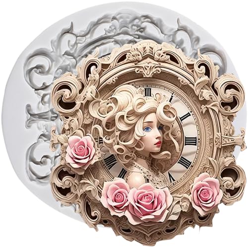 MINFEIDMS Cameo mit Bilderrahmen Silikonform Barockrahmen Fondantformen für Kuchendekoration Cupcake-Topper Schokolade Süßigkeiten Zucker Basteln Blütenpaste Polymer-Ton von MINFEIDMS