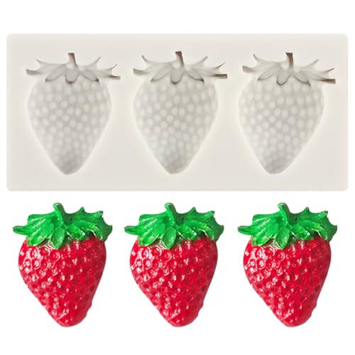 MINFEIDMS Erdbeer Fondant Formen Mini Obst Schokolade Kuchen Dekorieren Silikonformen Für Cupcake Topper Süßigkeiten Polymer Ton Gummi Paste von MINFEIDMS