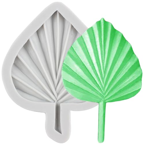 MINFEIDMS Fächerblatt Silikonform Fächer Palmblatt Fondant Form Fächer Palme Boho Blatt Blume Schokoladenformen Tropische Blatt Süßigkeiten Form für Zucker Kuchen Dekorieren Cupcake Topper Gummipaste von MINFEIDMS