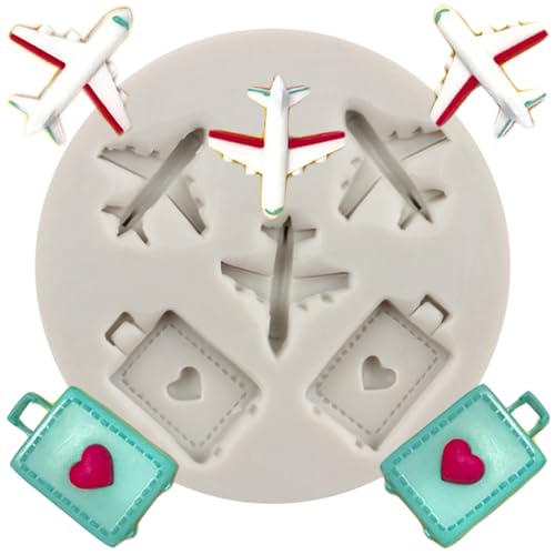 MINFEIDMS Flugzeug-Silikonformen Gepäck Fondant-Formen Zum Dekorieren Von Kuchen Cupcake-Toppern Schokolade Blütenpaste Süßigkeiten Polymer-Ton MINFEIDMS Flugzeug-Silikonformen Gepäck Fondant-Formen Zum Dekorieren Von Kuchen Cupcake-Toppern Schokolade Blütenpaste Süßigkeiten Polymer-Ton von MINFEIDMS