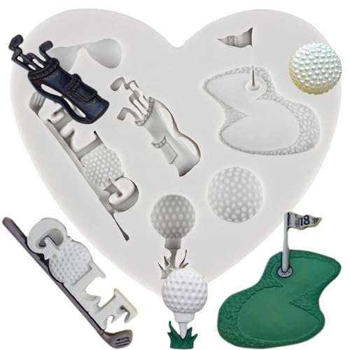 MINFEIDMS Golf-Silikonform Golfbälle Schokolade Süßigkeiten Fondant Formen Zum Dekorieren Von Kuchen Cupcake-Topper Blütenpaste Polymer-Ton von MINFEIDMS