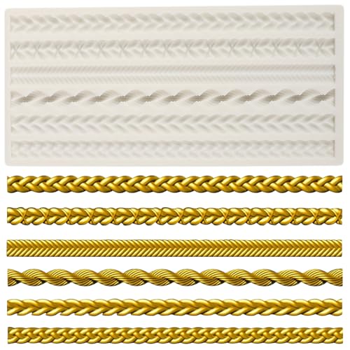 MINFEIDMS Hanf Seil Fondant Formen Barock Seil Silikon Formen für Kuchen Rand Dekoration Cupcake Topper Zucker Handwerk Schokolade Süßigkeiten Gum Paste Polymer Clay von MINFEIDMS