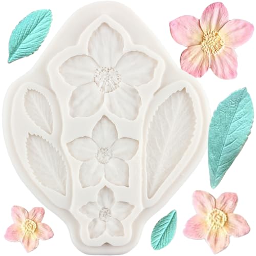 MINFEIDMS Hellebore Silikonformen Rose Blume Fondant Form Blume Blätter Schokoladenform für Kuchen Dekorieren Cupcake Topper Candy Polymer Clay Gum Paste von MINFEIDMS