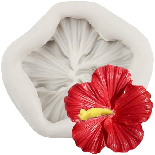 MINFEIDMS Hibiskus Blume Silikonformen Blume Fondant Form für Zucker Kuchen Dekorieren Cupcake Topper Süßigkeiten Schokolade Gummipaste Polymer Clay von MINFEIDMS