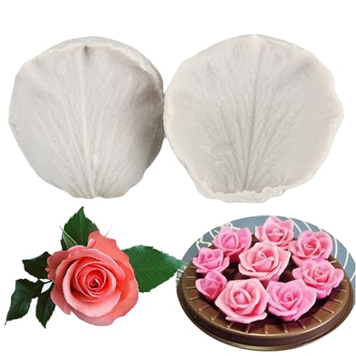 MINFEIDMS Rosenblätter Silikon Fondant Form Äderung Blütenblatt Blume Form für Zuckerhandwerk Kuchen Dekorieren Cupcake Topper Süßigkeiten Schokolade Polymer Ton Gummipaste von MINFEIDMS