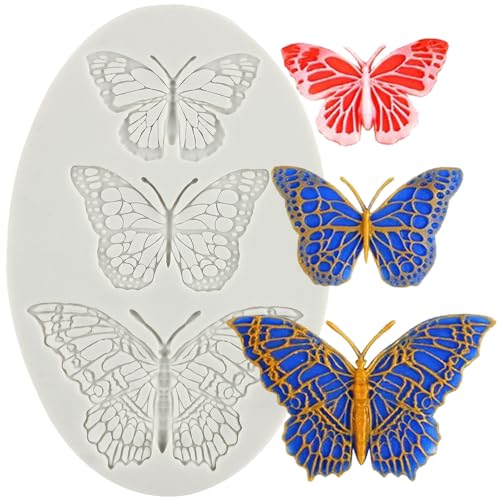 MINFEIDMS Schmetterling Silikonformen Schmetterling Fondant Form Schmetterling Schokolade Süßigkeiten Form für Zucker Kuchen Dekorieren Cupcake Topper Gummi Paste Polymer Clay von MINFEIDMS