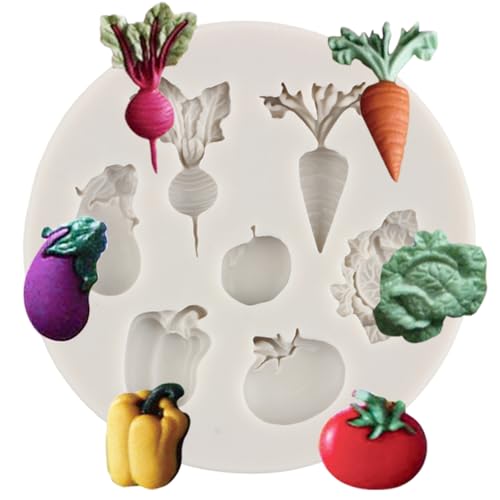 MINFEIDMS Silikon-Fondantformen Für Gemüse Obst Rettich Tomate Aubergine Kohl Zum Dekorieren Von Kuchen Cupcake-Topper Schokolade Blütenpaste Süßigkeiten Polymer-Ton MINFEIDMS Silikon-Fondantformen Für Gemüse Obst Rettich Tomate Aubergine Kohl Zum Dekorieren Von Kuchen Cupcake-Topper Schokolade Blütenpaste Süßigkeiten Polymer-Ton von MINFEIDMS