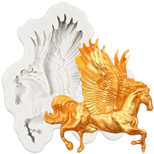 MINFEIDMS Silikonformen Mit Fliegendem Pferd Pegasus-Fondantformen Zum Dekorieren Von Kuchen Cupcake-Toppern Schokolade Blütenpaste Süßigkeiten Polymer-Ton von MINFEIDMS
