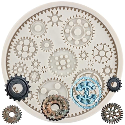 MINFEIDMS Steampunk-Zahnrad-Silikonformen Zahnräder Süßigkeiten-Fondant-Form Zum Dekorieren Von Kuchen Cupcake-Toppern Schokolade Blütenpaste Polymer-Ton von MINFEIDMS