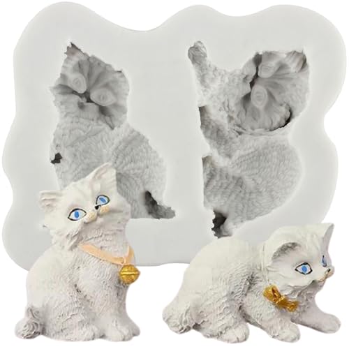 MINFEIDMS Süße Katzen Silikonform Kätzchen Fondant Form für Zuckerkuchen Dekorieren Cupcake Topper Gummipaste Polymer Clay von MINFEIDMS