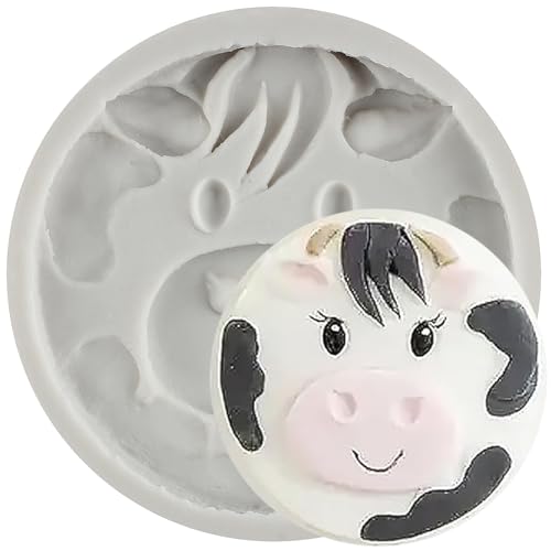 MINFEIDMS Tier-Silikonformen Kuh Fondant Formen Kuh Kopf Süßigkeiten Formen für Zuckerkuchen Dekorieren Cupcake Topper Schokolade Gummi Paste Polymer Clay von MINFEIDMS