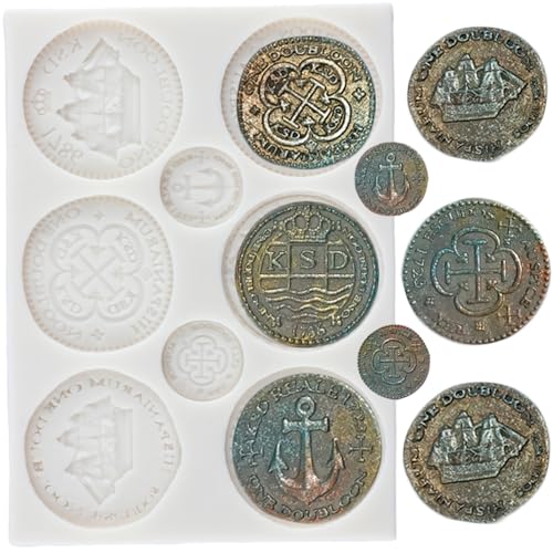 MINFEIDMS Treasure Coins Silikonform Münzen Fondant Formen für Kuchen Dekorieren Cupcake Topper Candy Chocolate Polymer Clay Gum Paste MINFEIDMS Treasure Coins Silikonform Münzen Fondant Formen für Kuchen Dekorieren Cupcake Topper Candy Chocolate Polymer Clay Gum Paste von MINFEIDMS