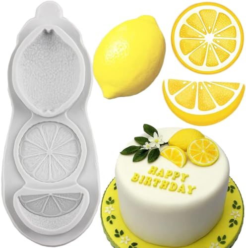 MINFEIDMS Zitrone Fondant Silikonformen Obst Zitrone Süßigkeiten Backformen Zitronenscheiben Harzform für Zucker Kuchen Dekorieren Cupcake Topper Gummipaste Polymer Clay von MINFEIDMS