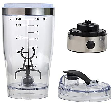 Elektrische Protein-Shaker-Flasche, Tragbarer Protein-Shaker-Becher, 450 ML Batteriebetriebene Mixer-Shake-Flasche, Mini-Mixer für Kaffee-Fruchtsaft Protein Verschiedene Pulver von MINGPINHUIUS