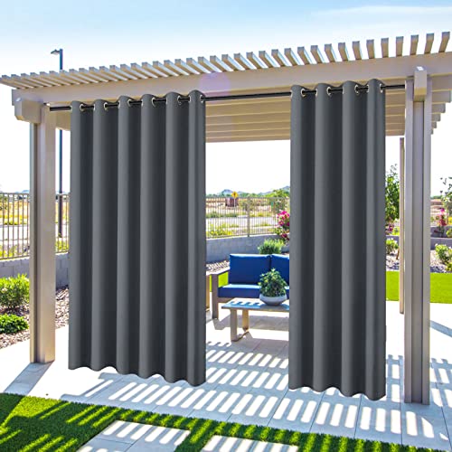 MINGPINHUIUS Outdoor Vorhang wetterfest, Outdoorvorhänge Sonnnenschutz und Sichtschutz, Outdoor Vorhang Winddicht Blickdicht für Pavilion Balkon Garten Patio (Dunkelgrau, 1er Set/ 132 X 213 cm) von MINGPINHUIUS