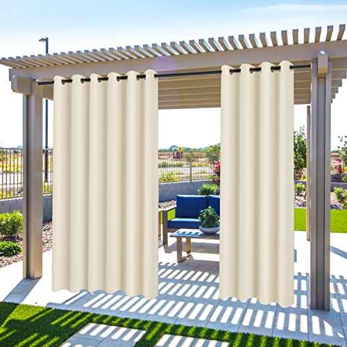 MINGPINHUIUS Outdoor Vorhang wetterfest, Outdoorvorhänge Sonnnenschutz und Sichtschutz, Outdoor Vorhang mit Ösen Winddicht Blickdicht für Terrasse Pavilion Balkon Garten Patio von MINGPINHUIUS
