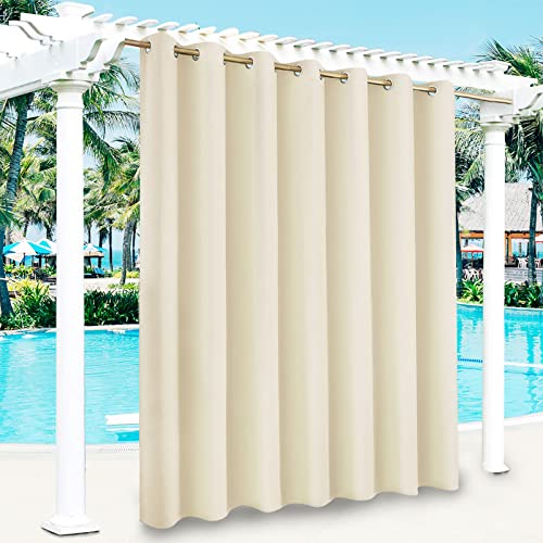 MINGPINHUIUS Outdoor Vorhang wetterfest, Outdoorvorhänge Sonnnenschutz und Sichtschutz, Outdoor Vorhang mit Ösen Winddicht Blickdicht für Terrasse Pavilion Balkon Garten Patio von MINGPINHUIUS