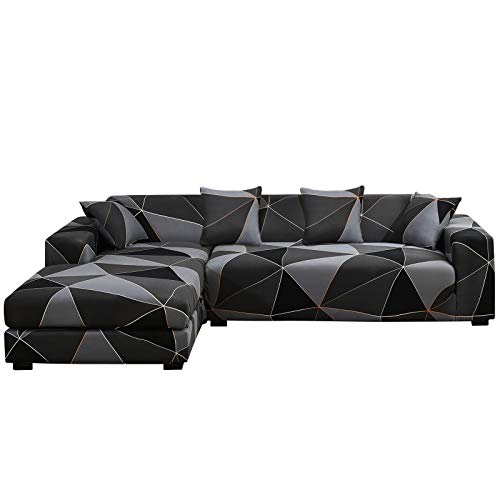 MINGPINHUIUS Sofa Überzug L Form, 2-teilig 3 Sitzer Stretch Sofabezug mit 4pcs Kissenbezug geeignet für Ecksofa,L Förmig Sofa von MINGPINHUIUS