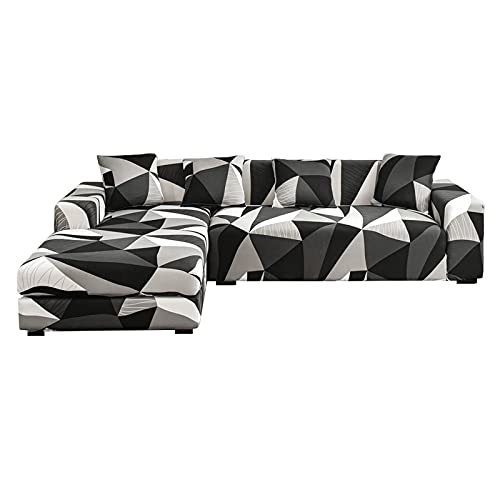 MINGPINHUIUS Sofa Überzug L Form, 2-teilig 3 Sitzer Stretch Sofabezug mit 4pcs Kissenbezug geeignet für Ecksofa,L Förmig Sofa von MINGPINHUIUS