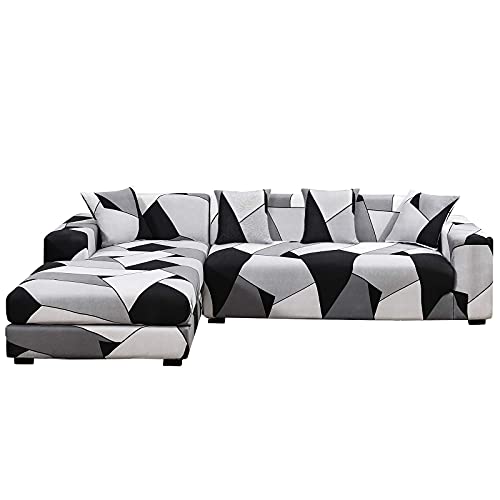 MINGPINHUIUS Sofa Überzug L Form, 2-teilig 3 Sitzer Stretch Sofabezug mit 4pcs Kissenbezug geeignet für Ecksofa,L Förmig Sofa von MINGPINHUIUS