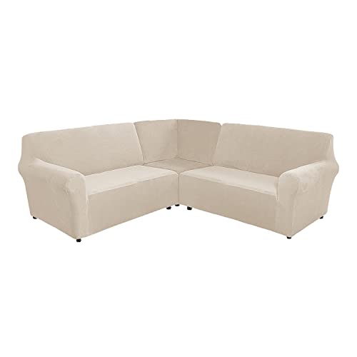 MINGPINHUIUS Sofabezug L Form Stretch Sofabezug aus Samt für 5 Sitzer Ecksofa, Anti Rutsch Sofa Überzug L Form Dicker weicher waschbarer Möbelschutz von MINGPINHUIUS