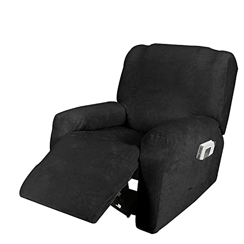 MINGPINHUIUS Stretch Recliner Sofa Cover, Samt Liegesofabezüge für Liegesofa Relaxsessel, Recliner Schonbezüge Möbelbezüge dick weich waschbar(4-teilig für 1 Sitzer) von MINGPINHUIUS