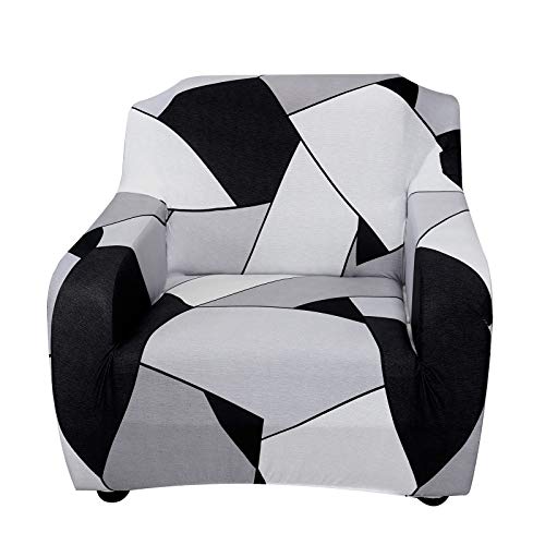 Stretch Sofabezug, Elastisch Sofa Überzug 1-Sitzer Sessel mit 1pc Kissenbezug Anti Rutsch Sofa Abdeckung für Wohnzimmer Kinder Haustiere von MINGPINHUIUS