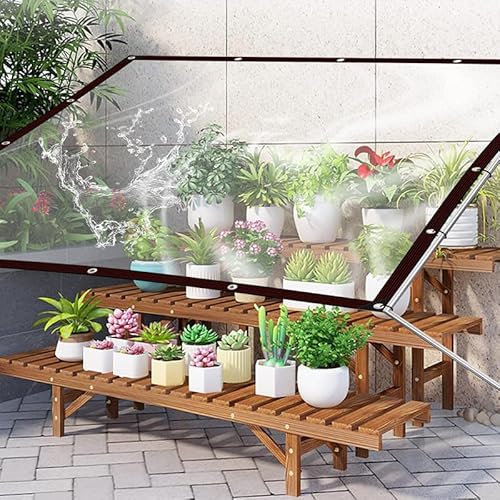 Plane mit ösen, Plane Transparente mit ösen, PVC Abdeckplane Wasserdicht Regenschutz Windschutz Sonnenschutz für Balkon Garten Pflanzengewächshaus (1m x 2m) von MINGPINHUIUS